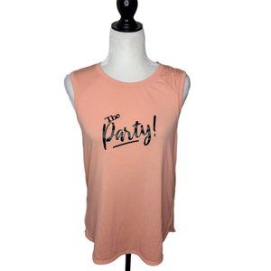 "The Party!" Tank Top Sleeveless T-Shirt Size Large Pink Black Funny